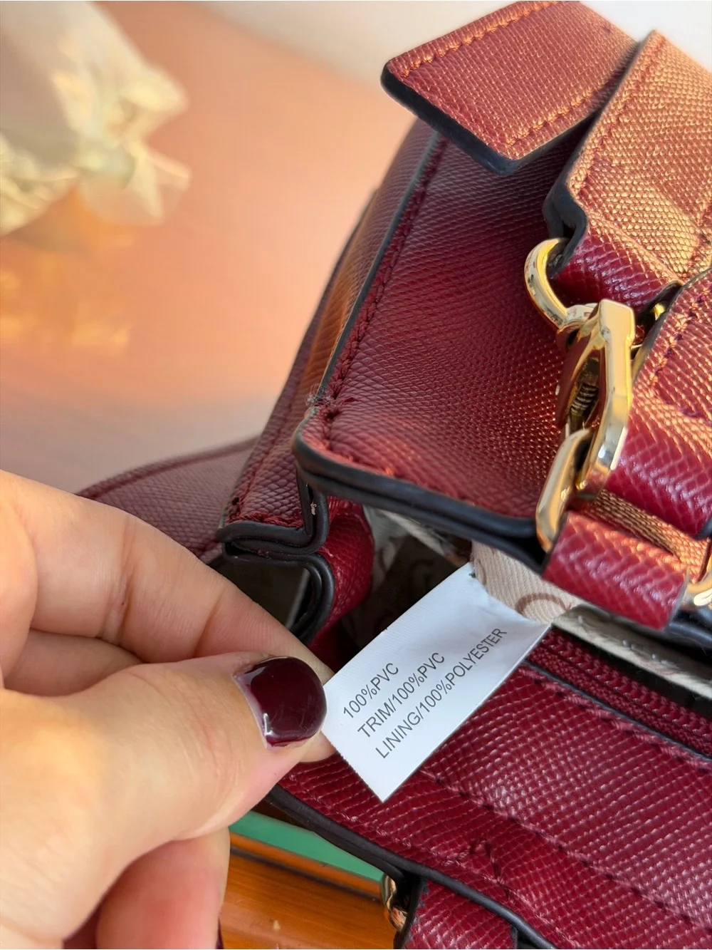 GUESS Burgundy Mini Satchel Crossbody Bag with Adjustable Strap